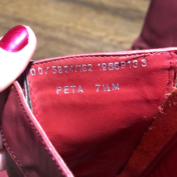 Red PETA approved vegan leather Boots - Picture 4 of 7
